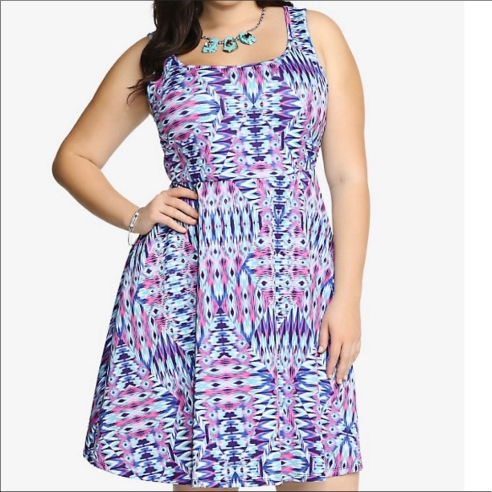 Torrid Ikat print scuba dress